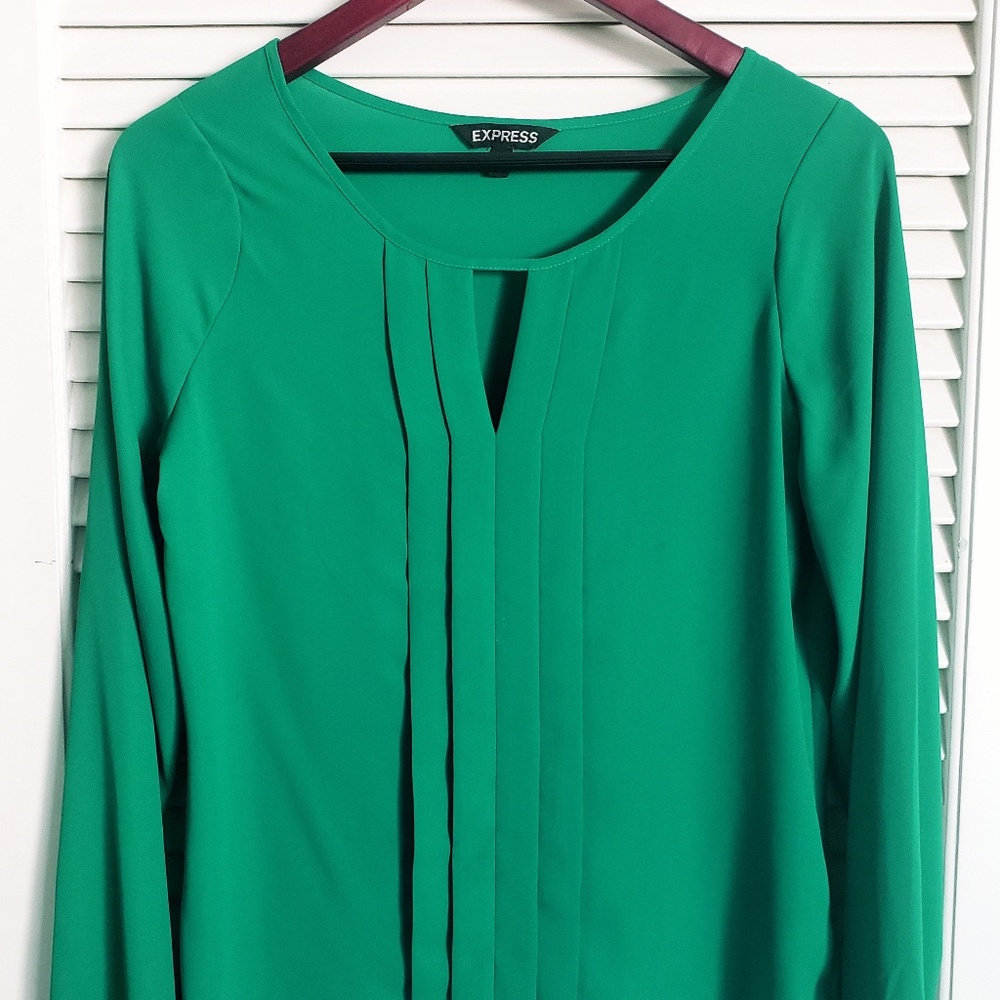Express size XS long sleeve vibrant green blouse